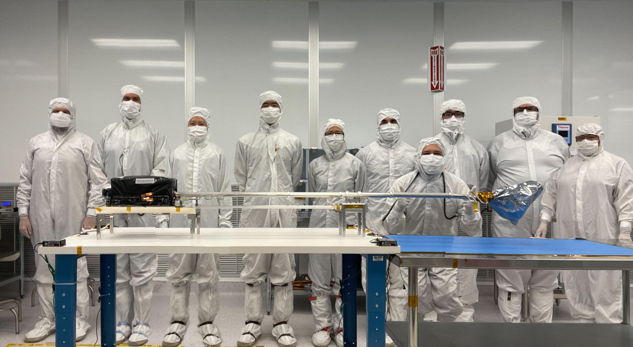 P-Sampler Flight Assembly Team in the Honeybee Robotics' Clean Room